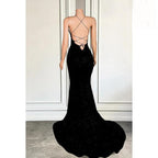 Trumpet/Mermaid Sexy & Hot Criss-Cross Straps Sleebeless Slit Evening Sparkly Prom Dress