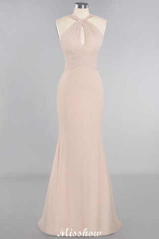 Dreamful Halter Slim Mermaid Bridesmaid Dress Floor Length Party Dress