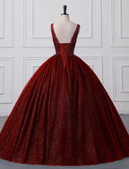 Vestido de fiesta con brillo y pedrería, para quinceañeras, cumpleaños, largo hasta el suelo, sin mangas, cuello en V, tul con apliques de lentejuelas.