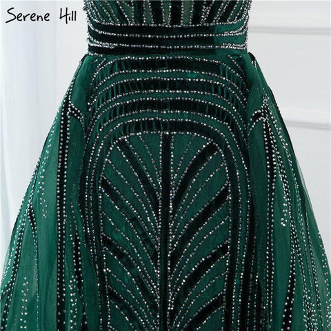 NumberSea - Dubai Navy Blue Deep - V Sexy Evening Dresses 2024 Sleeveless Crystal Luxury Mermaid Evening Gowns Design Serene Hill LA70198