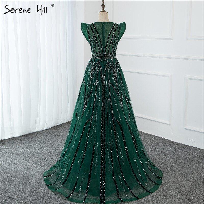 NumberSea - Dubai Navy Blue Deep - V Sexy Evening Dresses 2024 Sleeveless Crystal Luxury Mermaid Evening Gowns Design Serene Hill LA70198