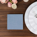 20 Pack Linen-Like Paper Napkins 5"x5" Dusty Blue - Soft Single-Use Airlaid Cocktail Napkins