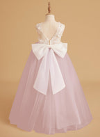 Dream Princess Sleeveless Detachable Train Flower Girl Dress