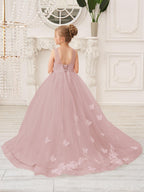 Elegante vestido de tul sin mangas estilo princesa de corte A para niña de las flores 