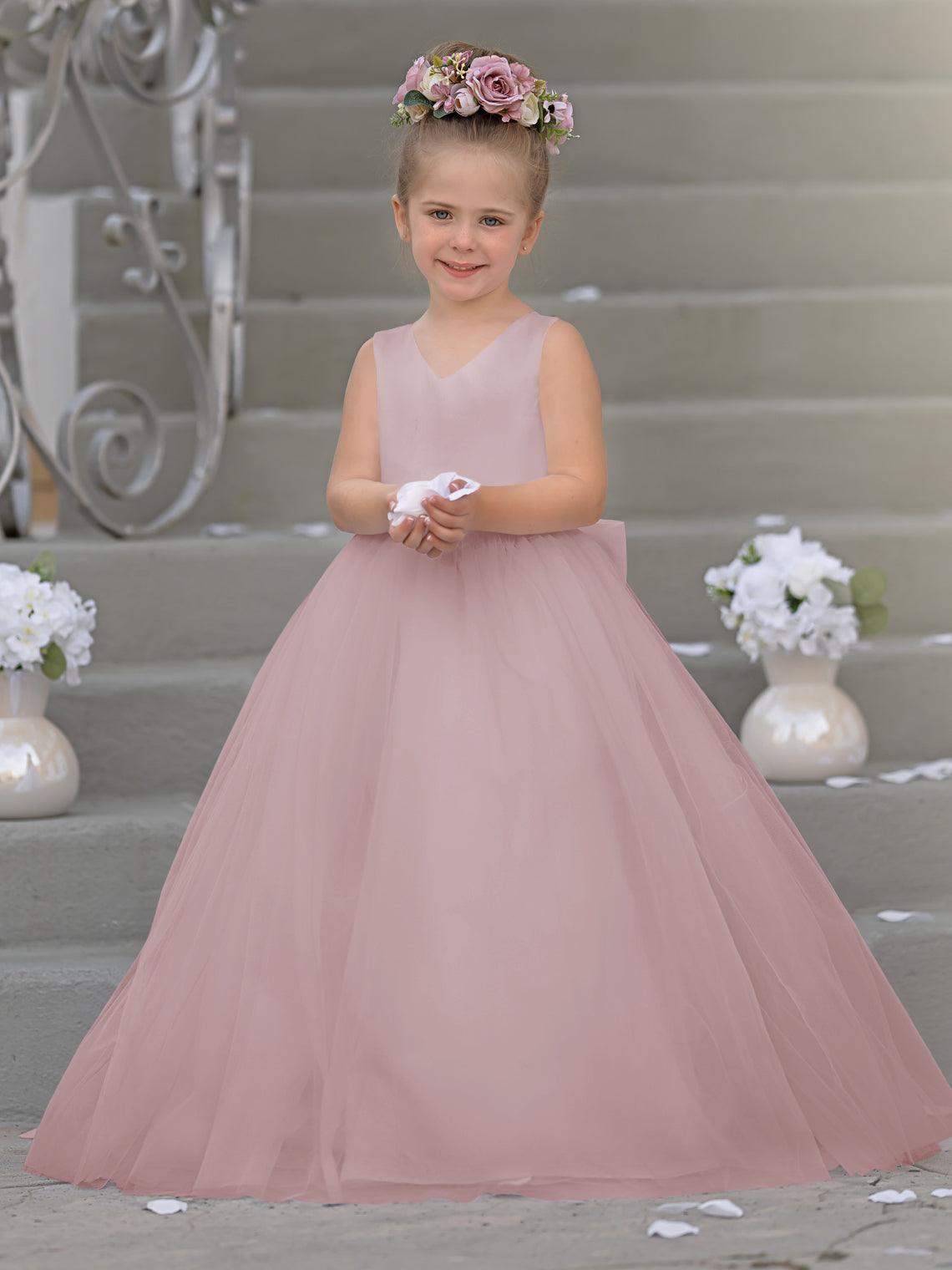 Timeless A-Line Sleeveless Satin and Tulle Flower Girl Dress