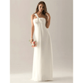 Vestido de dama de honor con corte tubo/columna, un hombro, sin mangas, elegante, largo hasta el suelo, de gasa con lazo(s), pliegues y fruncido.