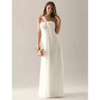Vestido de dama de honor con corte tubo/columna, un hombro, sin mangas, elegante, largo hasta el suelo, de gasa con lazo(s), pliegues y fruncido.