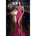 Vestido de fiesta largo de sirena sexy con lentejuelas sin tirantes único y abertura 
