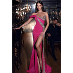 Vestido de fiesta largo de sirena sexy con lentejuelas sin tirantes único y abertura 