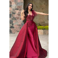 Glamouröses und dramatisches Abendkleid mit einer Schulter und ärmellosem Meerjungfrau-Ausschnitt