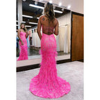 Vestido formal de noche de graduación con escote corazón, encaje, lentejuelas y plumas, corte trompeta/sirena