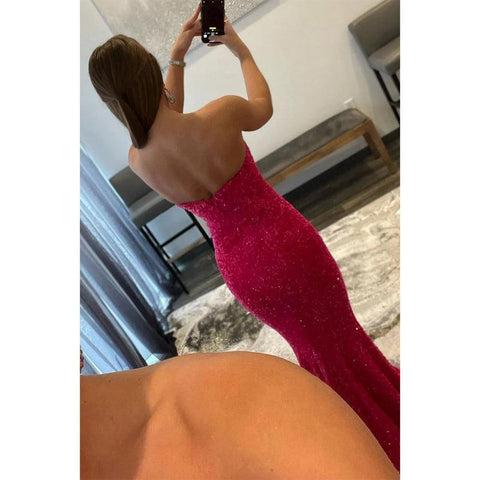 Sexy V-neck Mermaid Long Prom Dress Glitter