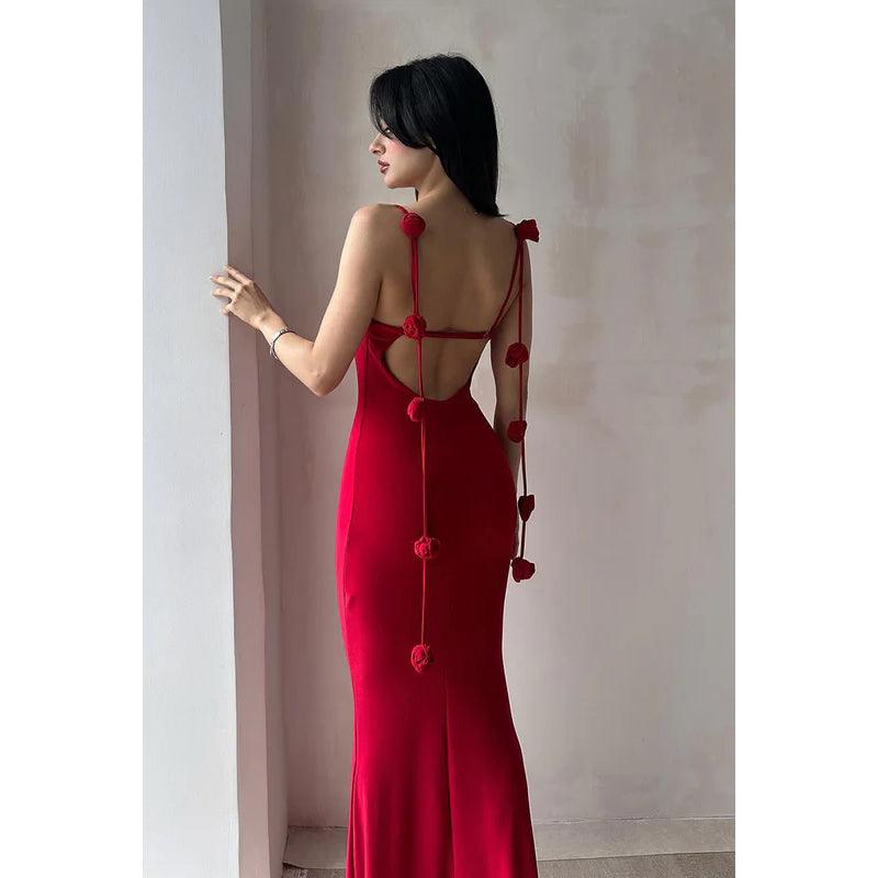 Vestido sencillo e informal con tirantes finos, espalda abierta, para fiesta de noche, vacaciones y graduación.