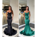 Vestido de fiesta sencillo de sirena con tirantes finos