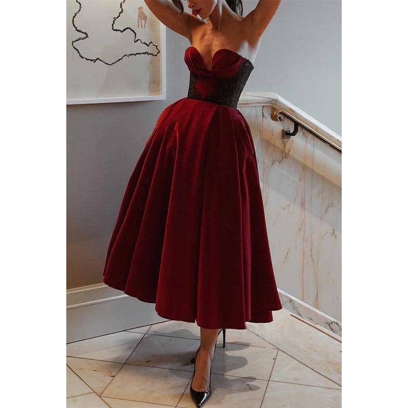 Elegantes A-Linien-Kleid mit Herzausschnitt und Taschen für Party, Abschlussball, Abendkleid 