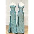 Sheath/columen Sequins Long Prom Dress with Slit