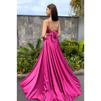 Vestido de fiesta de dos piezas con escote en V, tirantes finos y bolsillos 