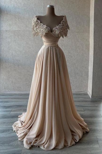 Elegante A-Linie, lang, glitzernd, mit Perlen verziert, Herzausschnitt