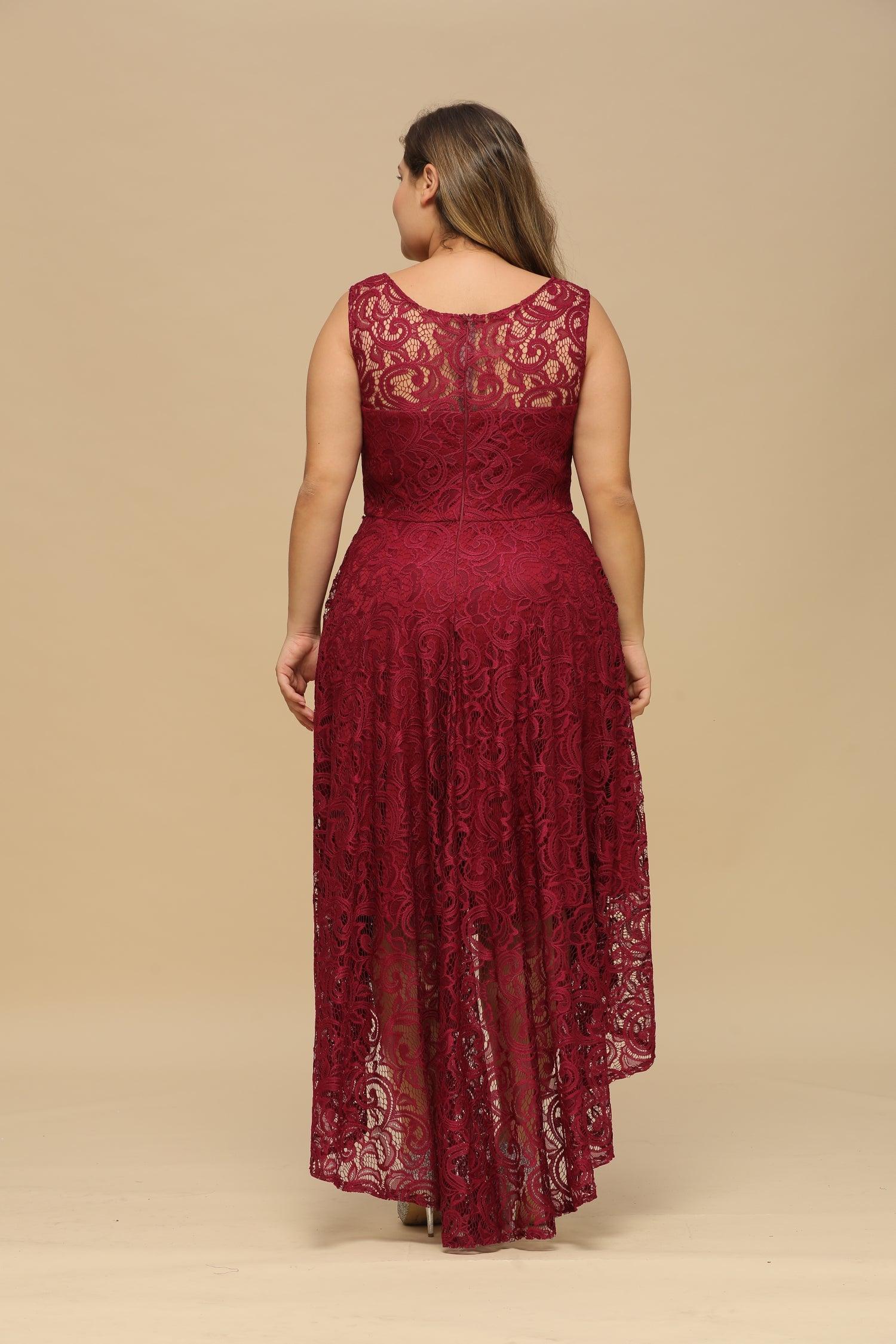 Elegant A-Line Scoop Sleeveless Lace Bridesmaid Dress