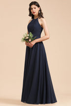 Elegant A-line Sleeveless V-Neck Ruffle Chiffon Lace Bridesmaid Dresses