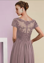 Elegant beautiful 3/4 length sleeves a-line lace mother dress