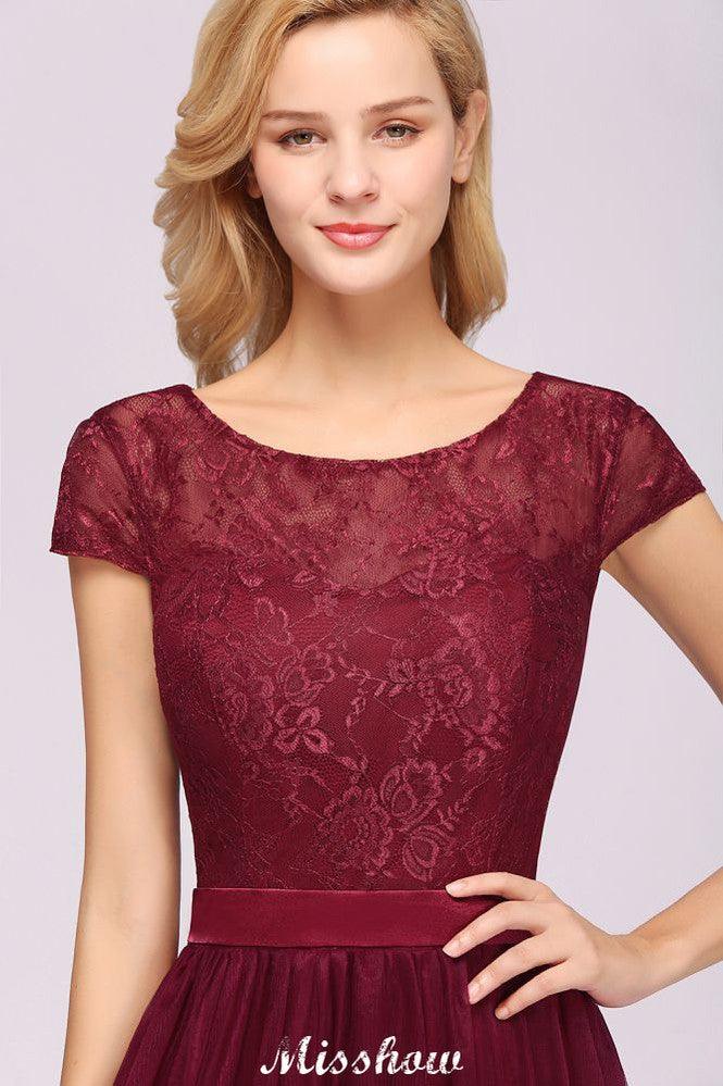 Elegant Cap Sleeves Floral aline Evening Swing Dress Appliques Tulle Bridesmaid Dress