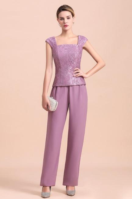 Elegant Cap-Sleeves Lace Chiffon Affordable Mother of Bride Online with Wrap