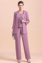 Elegant Cap-Sleeves Lace Chiffon Affordable Mother of Bride Online with Wrap
