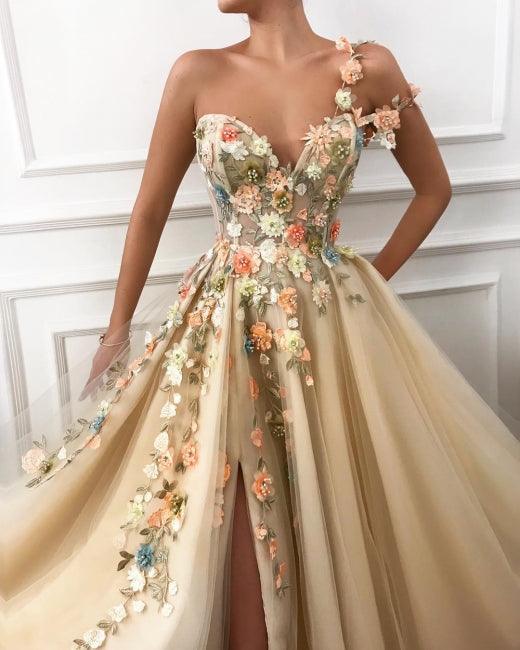 NumberSea-Elegant Evening Dress Long Sexy Sweetheart Front Slit Appliques Flowers Prom Dress NumberSea-Elegant Evening Dress Long Sexy Sweetheart Front Slit Appliques Flowers Prom Dress