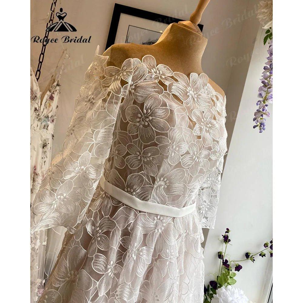NumberSea - Elegant Floral Lace Princess Three Quarter Sleeve Garden Wedding Dress Bride 2024 Wedding Gown Custom Made robe mariage femme