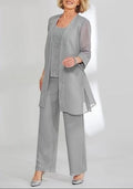 Elegant Jewel Long sleeves Two pieces Chiffon Mother dress