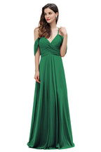 Elegant Off Shoulder Spaghetti Straps Aline Chiffon Bridesmaid Dress Floor Length Wedding Party Dress