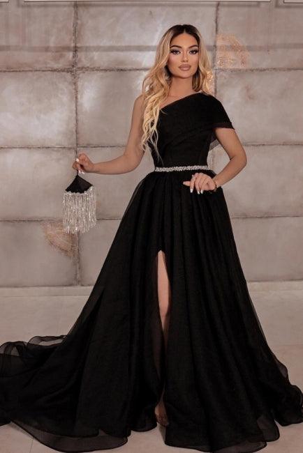 Elegantes One-Shoulder-A-Linien-Abendkleid aus 100D-Chiffon mit Schleifen