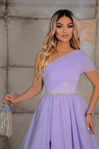 Elegantes One-Shoulder-A-Linien-Abendkleid aus 100D-Chiffon mit Schleifen