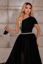 Elegantes One-Shoulder-A-Linien-Abendkleid aus 100D-Chiffon mit Schleifen