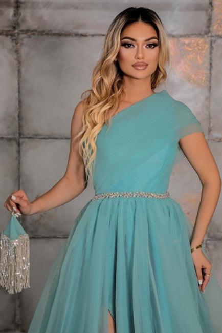 Elegantes One-Shoulder-A-Linien-Abendkleid aus 100D-Chiffon mit Schleifen