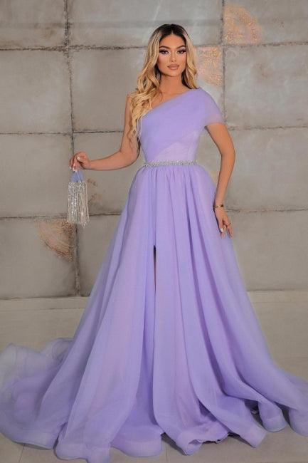 Elegantes One-Shoulder-A-Linien-Abendkleid aus 100D-Chiffon mit Schleifen