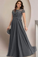 Vestidos elegantes de dama de honor con mangas casquillo, corte A y talla grande, vestidos para madre de la novia