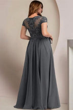 Vestidos elegantes de dama de honor con mangas casquillo, corte A y talla grande, vestidos para madre de la novia
