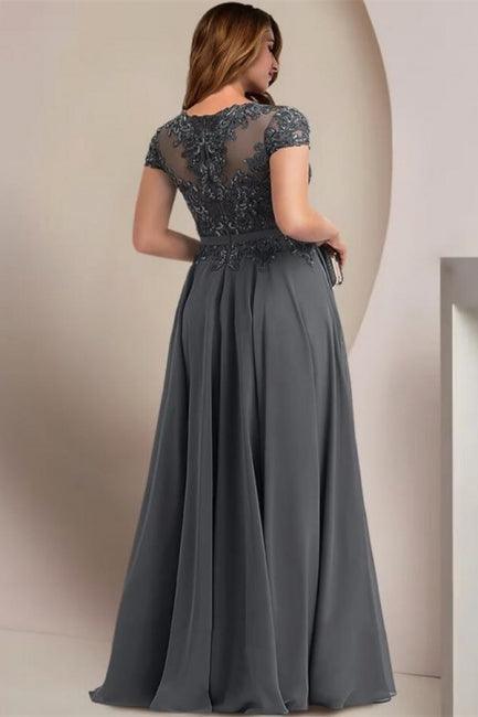 Vestidos elegantes de dama de honor con mangas casquillo, corte A y talla grande, vestidos para madre de la novia