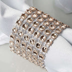 10 Pack Diamond Rhinestone Napkin Rings Champagne - Velcro Brooch Buckle for Chair Sashes