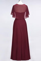 Elegant Satin V-Neck Short Sleeve Princess Bridesmaid Dress Ruffle Chiffon Wedding Guest Dress