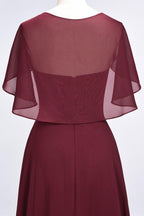 Elegant Satin V-Neck Short Sleeve Princess Bridesmaid Dress Ruffle Chiffon Wedding Guest Dress