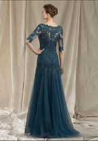 Elegant v-neck half sleeves mermaid lace mother dress