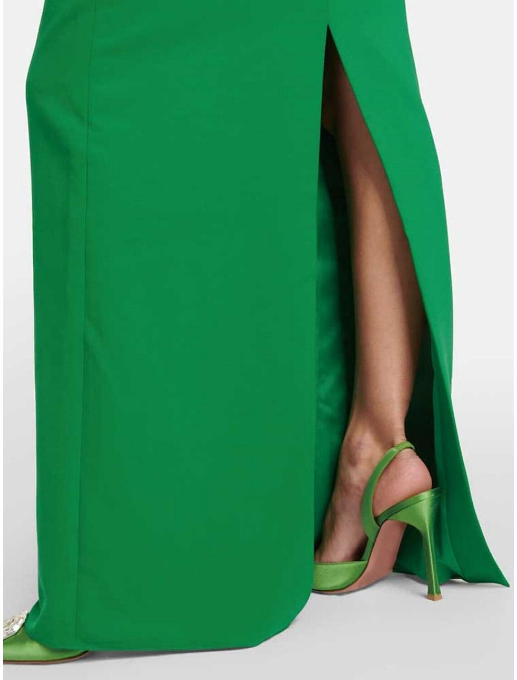 Etui-/Säulen-Abendkleid, elegantes Kleid, formelles Kleid, bodenlang, 3/4-Ärmel, Rundhalsausschnitt, Stretch-Stoff mit Glitzerschlitz