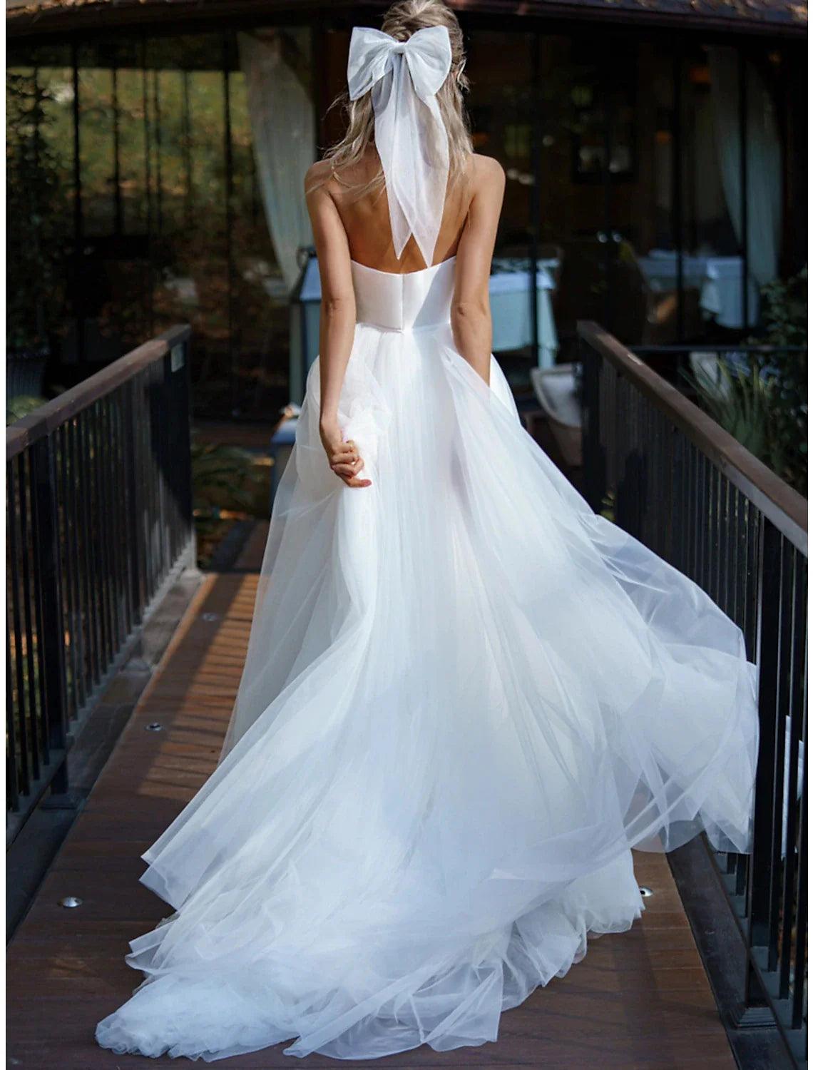 Vestidos de Novia Informales para Salón, Corte A, Hombros Descubiertos, Manga Larga, Cola Capilla, Satén, con Faja/Cinta Vestidos de Novia Informales para Salón, Corte A, Hombros Descubiertos, Manga Larga, Cola Capilla, Satén, con Faja/Cinta
