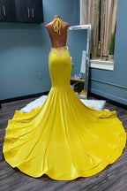 Auffälliges ärmelloses Neckholder-Ballkleid im Meerjungfrau-Stil mit rückenfreiem Schnitt
