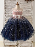 Stunning Blue Ombre Tulle Knee-length Girl Dress