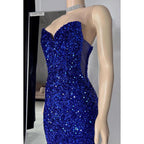 Vestido de fiesta de noche con escote en V, sin mangas, con lentejuelas y cordones, estilo tubo/columna