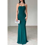 Fitted Spaghetti Straps Sleeveless Lace-up Party Prom Evening Dress